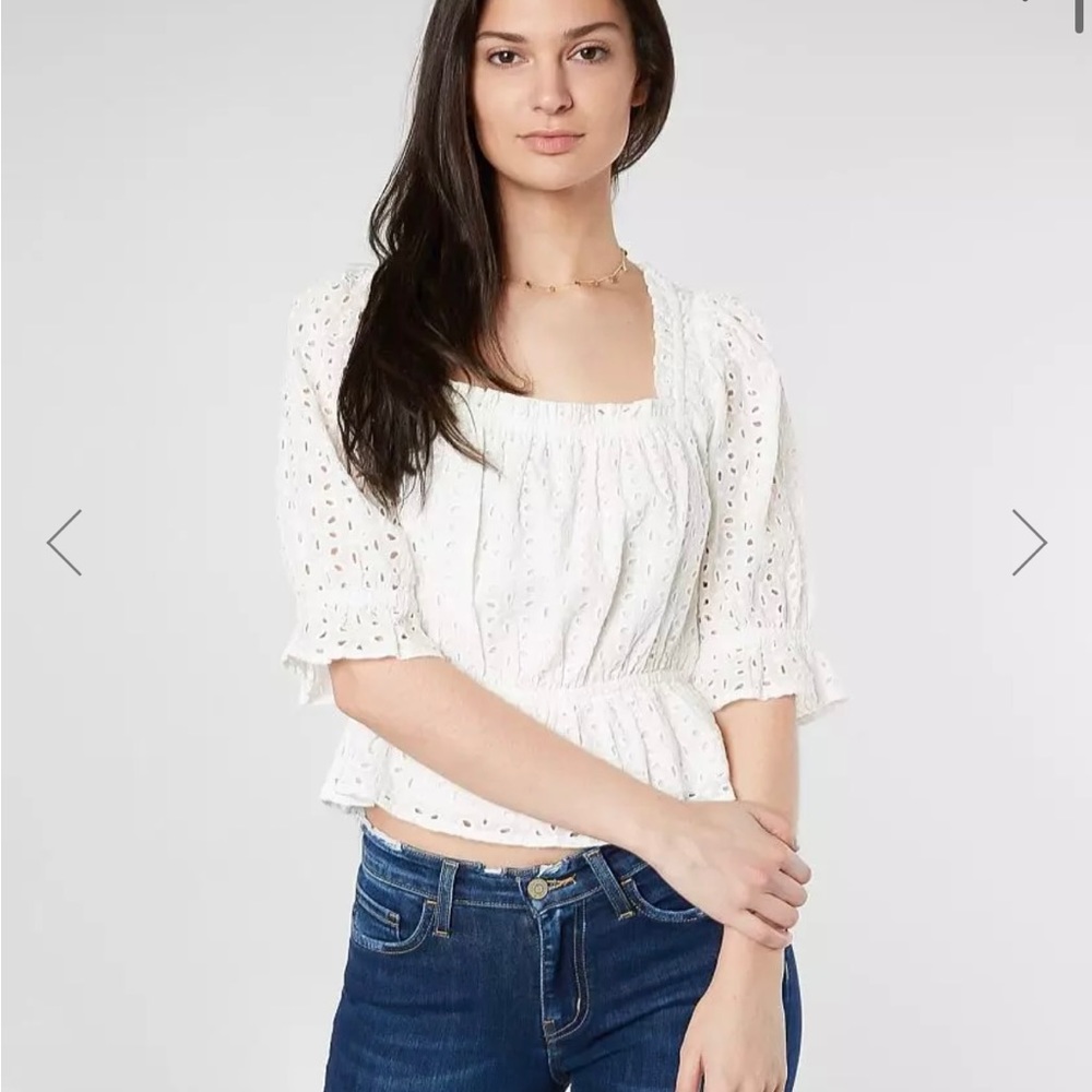 Willow & Root Eyelet Peplum Top